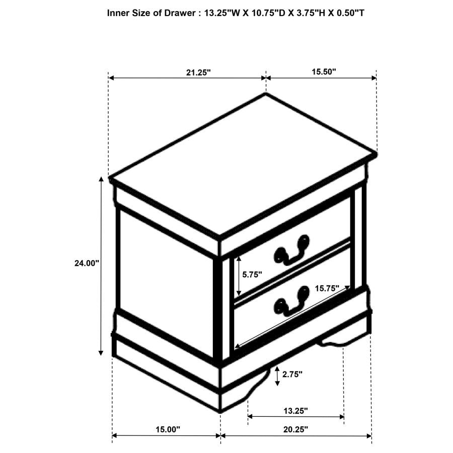 Louis Philippe - 2-Drawer Nightstand Bedside Table - White