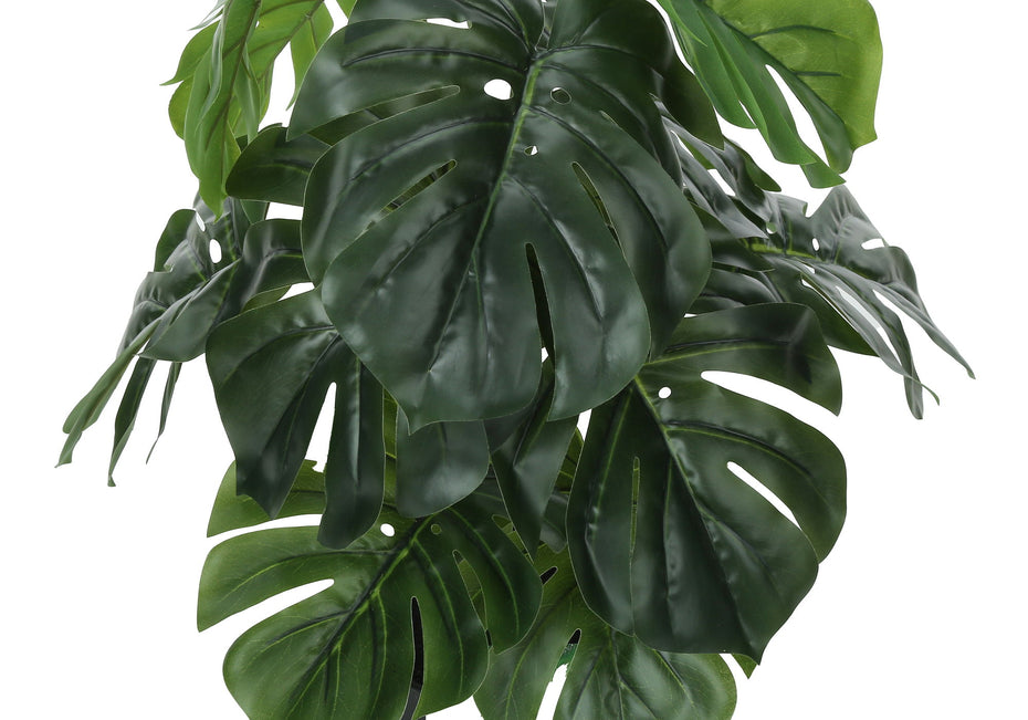 24" Tall, Artificial Plant, Monstera, Indoor, Faux, Fake, Table, Greenery, Potted, Real Touch, Decorative - Green / Black