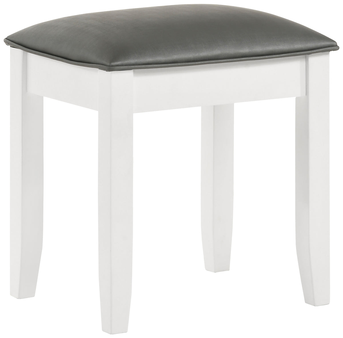 Felicity - Upholstered Vanity Stool - Metallic And Glossy White