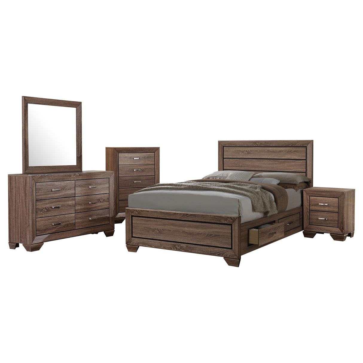 Kauffman - Transitional High Headboard Panel Bed Bedroom Set