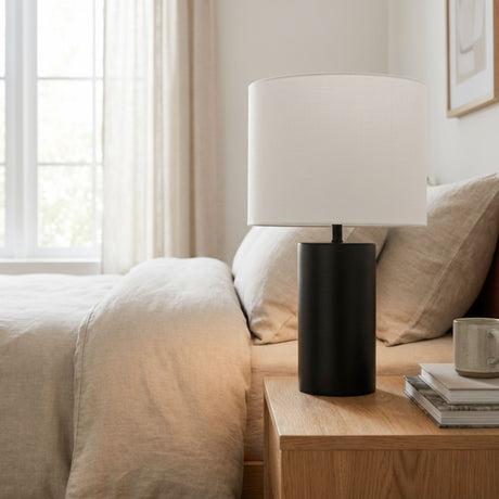Aura - Table Lamp With On / Off Switch Block Base - Black / White - view 2