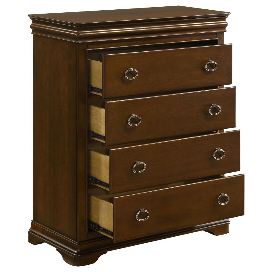 Garland - 4-Drawer Bedroom Chest Of Drawers - Brown Cherry