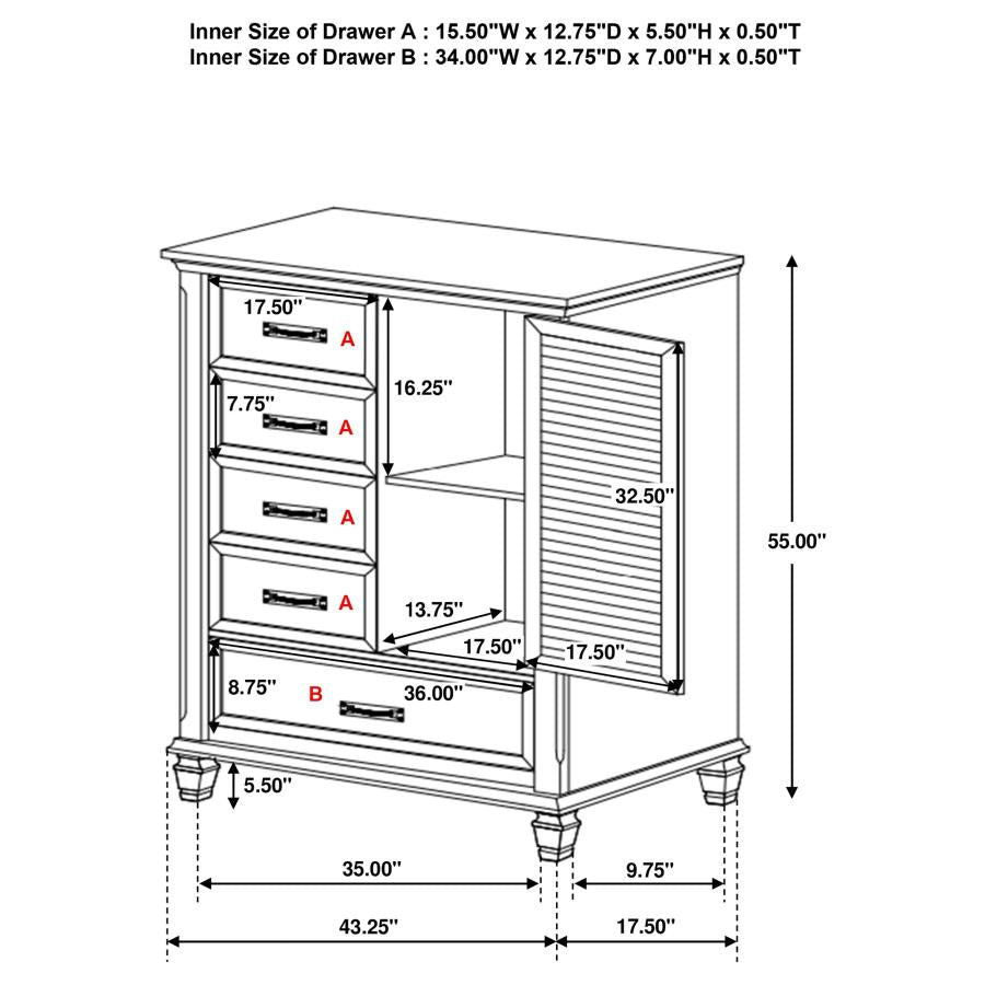 Franco - 5-Drawer Door Chest