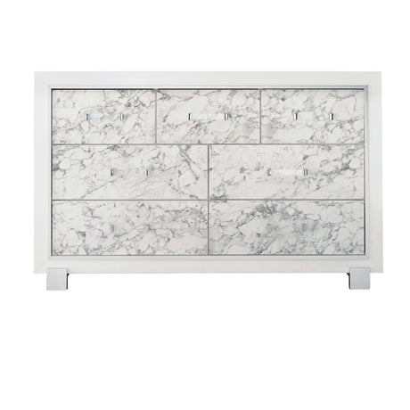 Skye - Marble Dresser - White