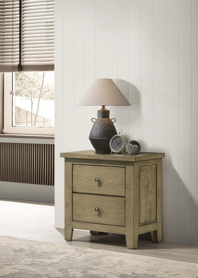 Hazlewood - 2-Drawer Nightstand Bedside Table - Vineyard Oak