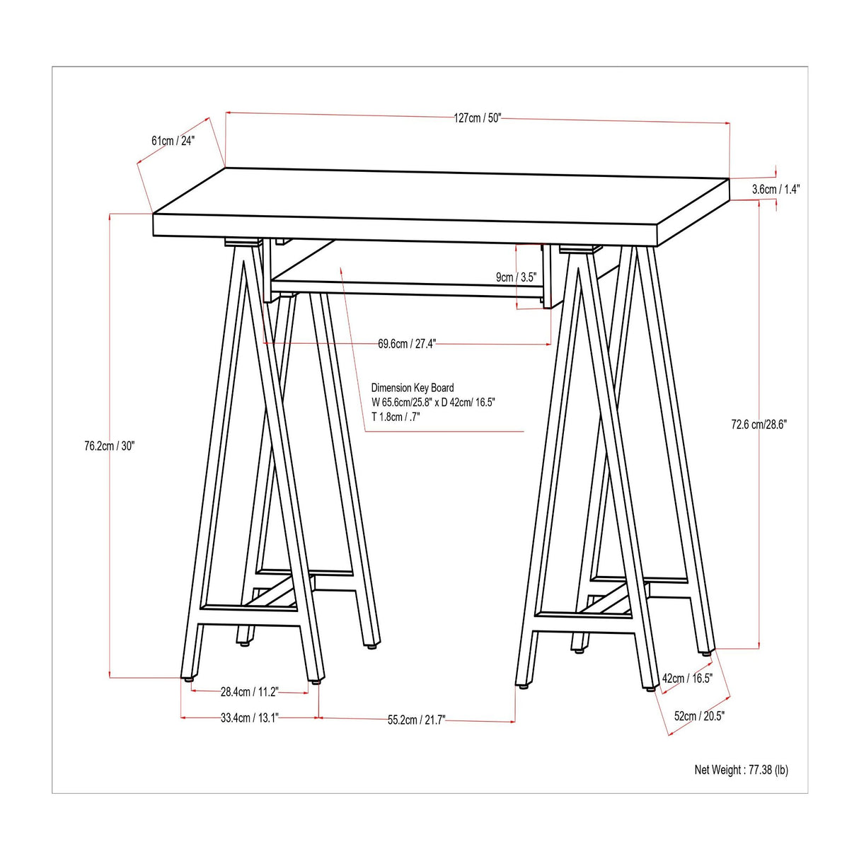 Sawhorse - Handcrafted Solid Desk