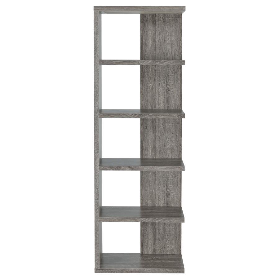 Harrison - 5-Shelf Bookshelf - Weathered Gray by CoasterEveryday | Bel Furniture