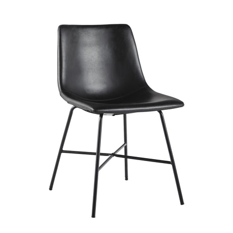 Modern Upholstered Dining Chair With Metal X Base (Set of 2) Black by Walker Edison | Bel Furniture