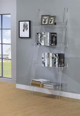 Amaturo - 4-Shelf Acrylic Ladder Bookshelf - Clear by CoasterEssence | Bel Furniture