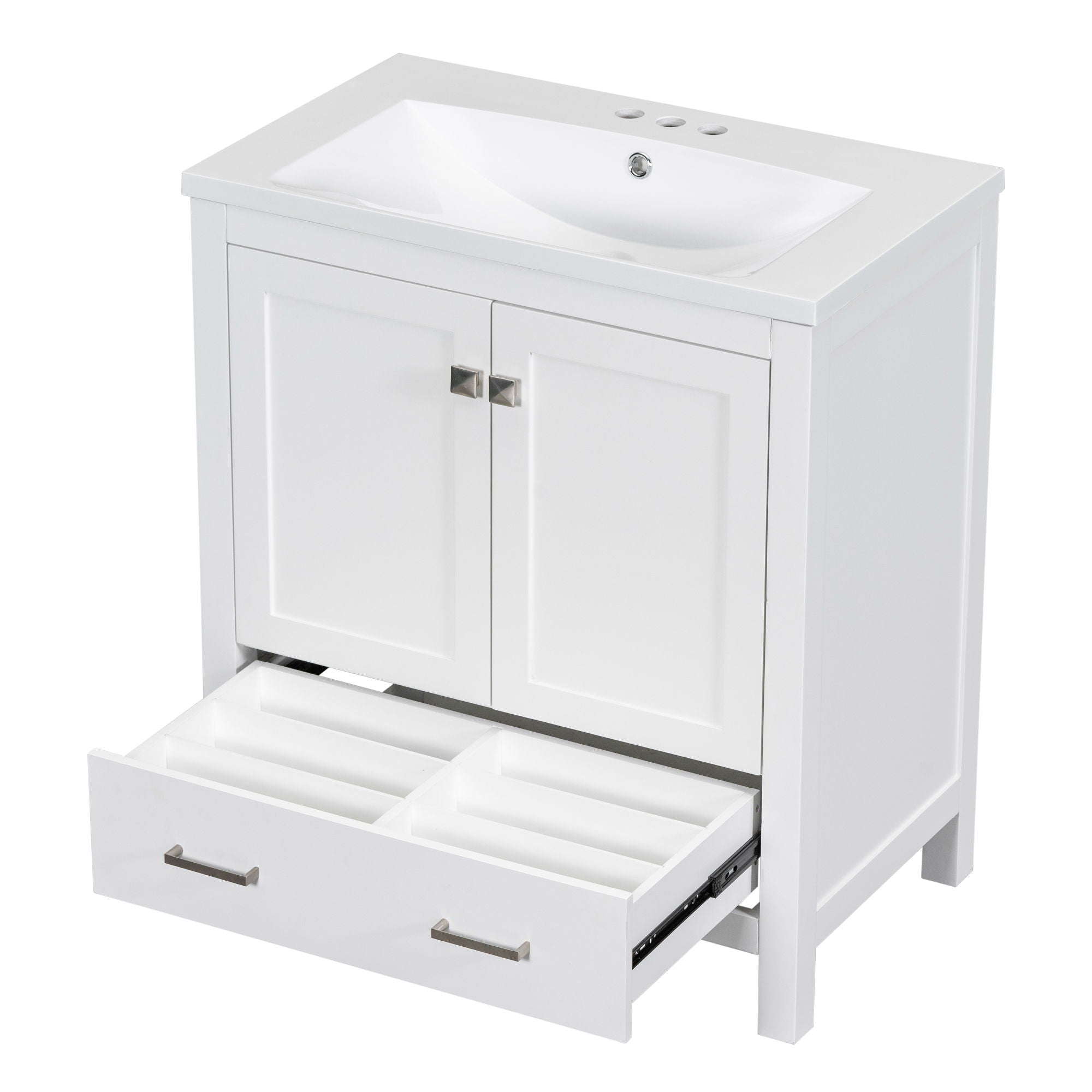 Bathroom Vanity With Single Sink, Combo Cabinet Undermount Sink, Bathroom Storage Cabinet With 2 Doors And A Drawer, Soft Closing, Multifunctional Storage, Solid Wood Frame