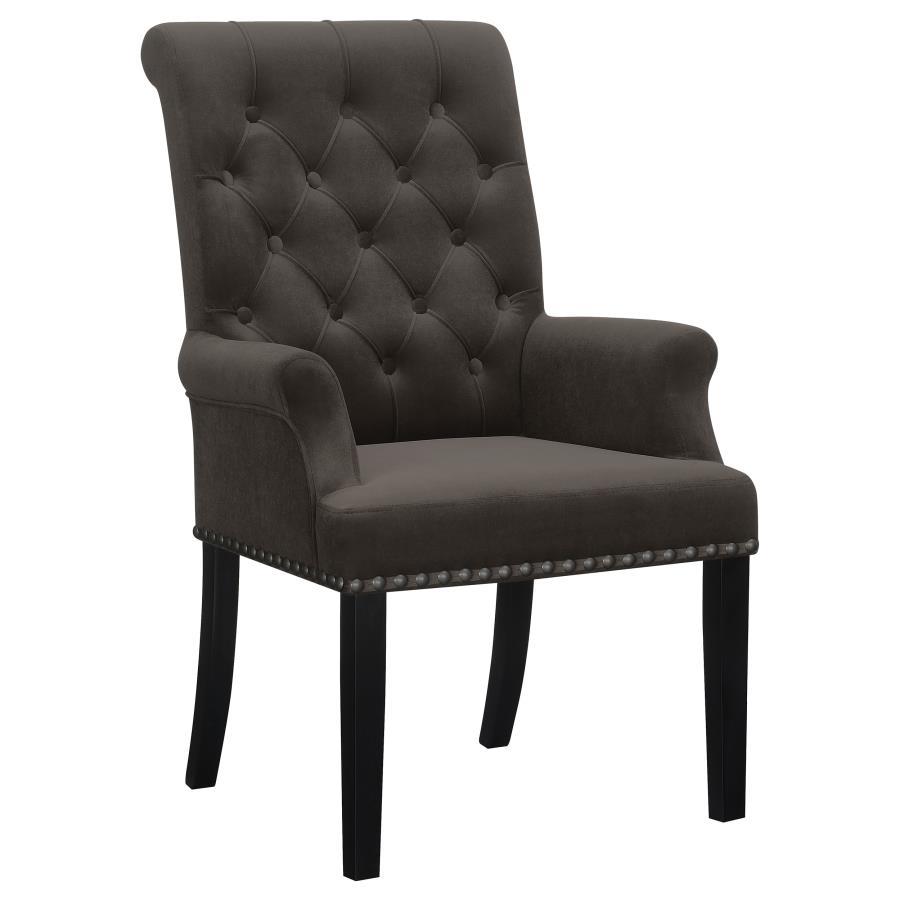 Alana - Upholstered Dining Arm Chair Dark Gray by CoasterElevations | Bel Furniture