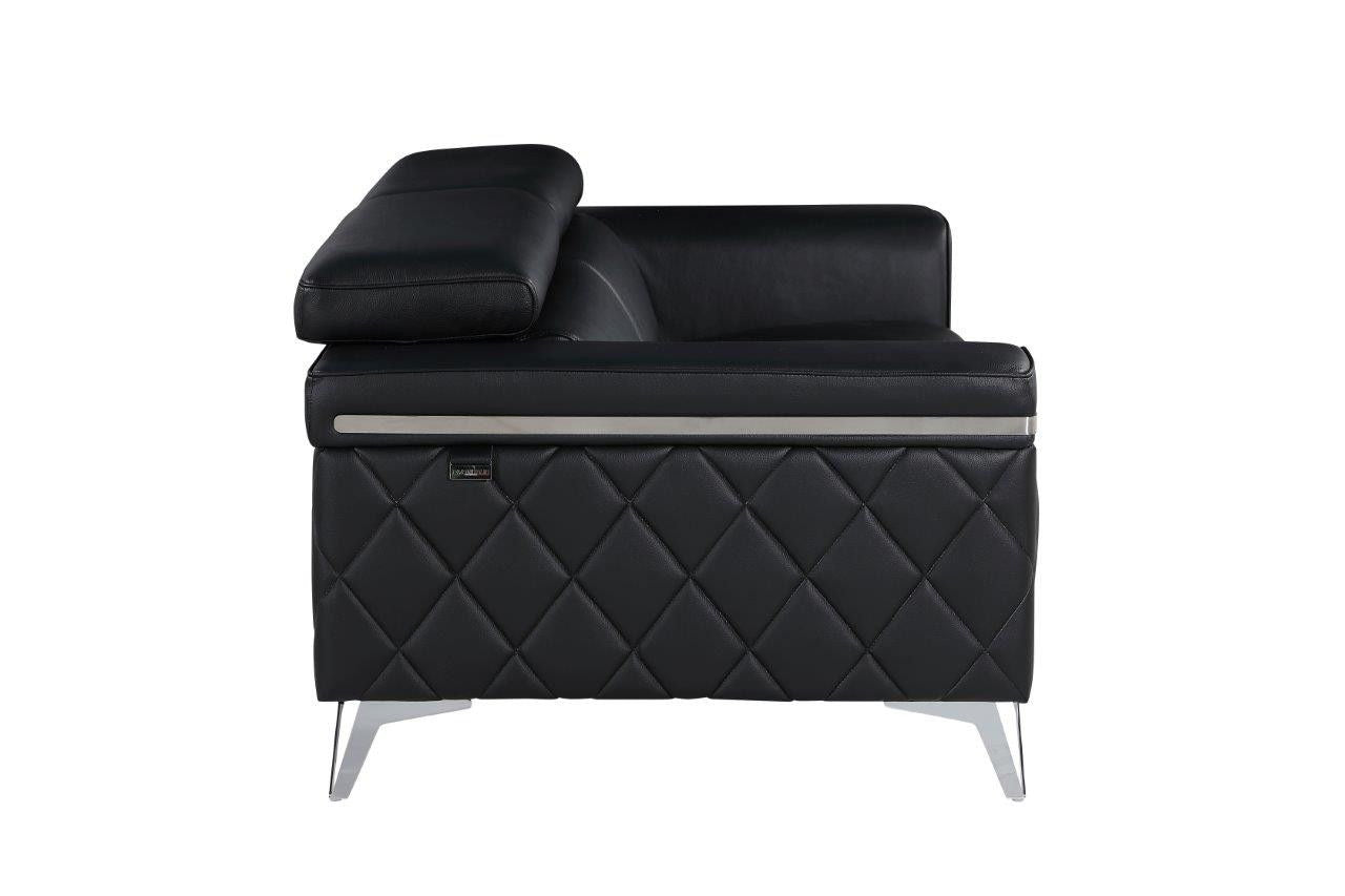 Metallic Leather Loveseat - Black / Silver