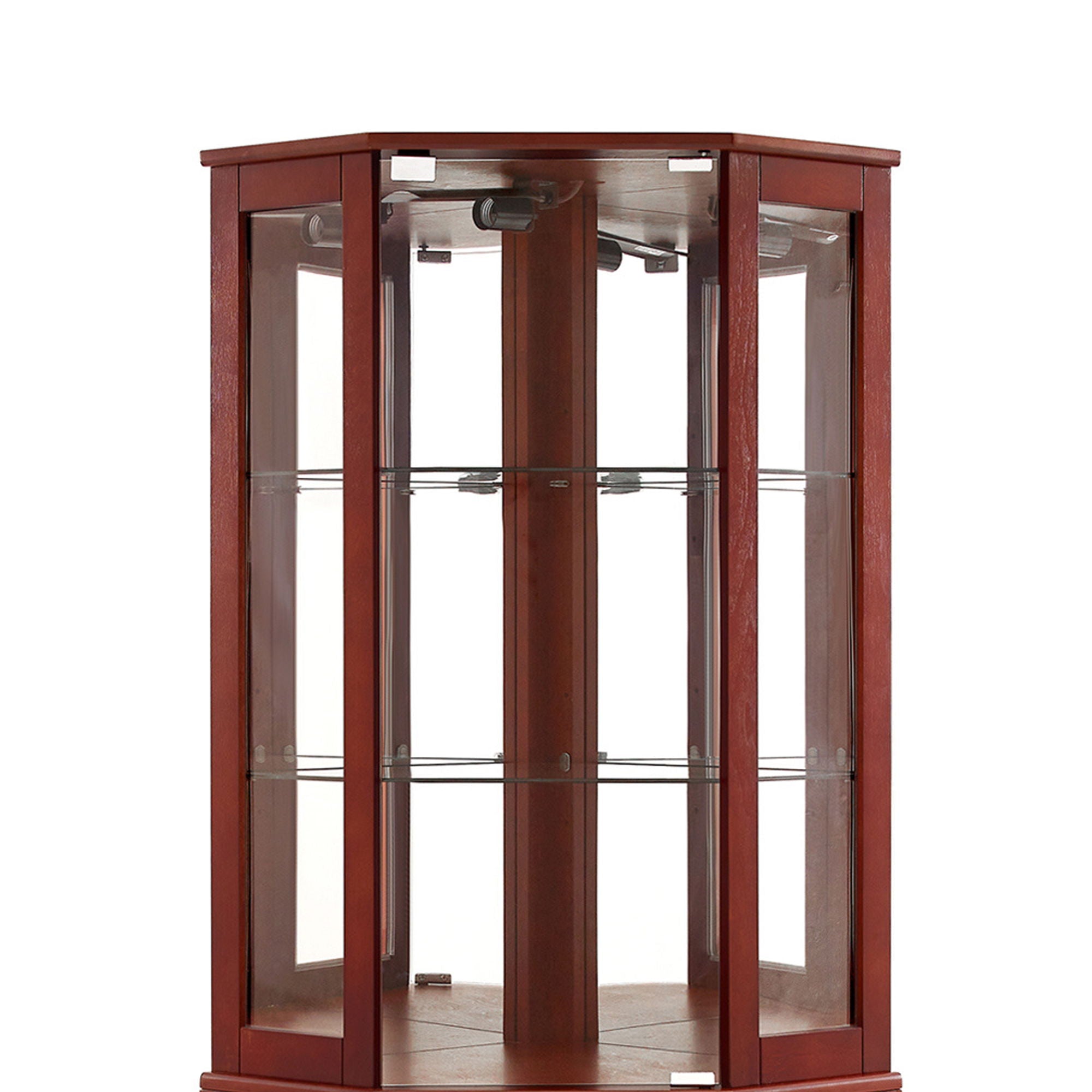 6 Shelf Corner Curio Display Cabinet With Lights, Mirrors And Adjustable Shelves (E26 Light Bulb Not Included)