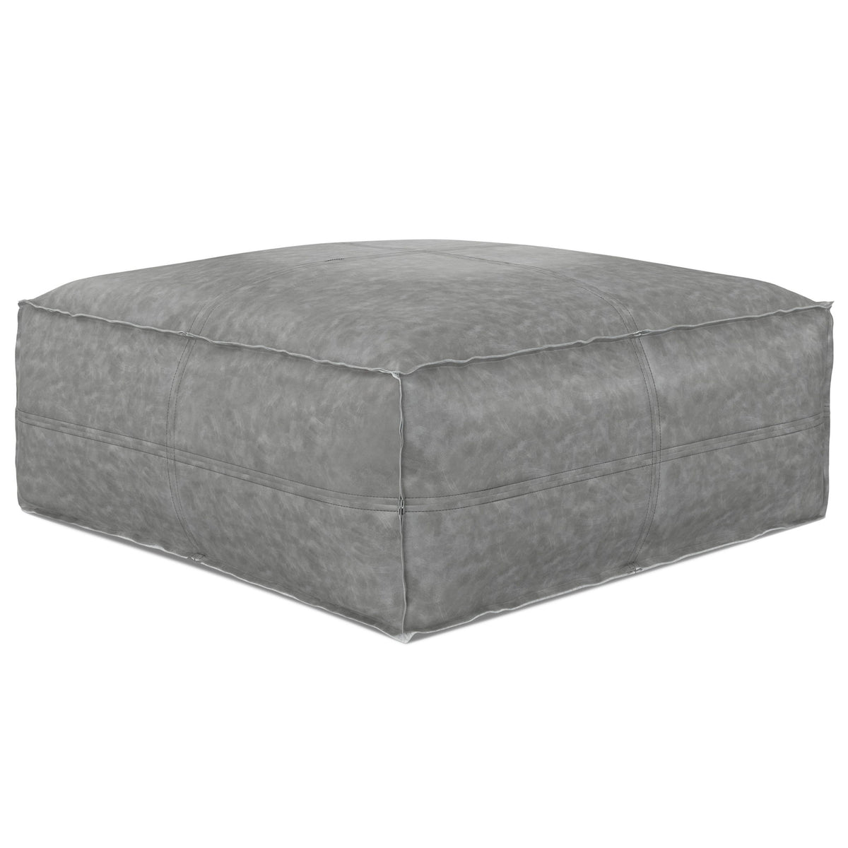 Brody - Large Square, Coffee Table Pouf Dark Gray 30"W x 30"D x 14"H by Simpli-Home | Bel Furniture