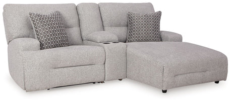 Acklen Place - Pewter - 4 Pc. - 3-Piece Power Reclining Sectional Sofa With Raf Chaise, Wide Seat Power Recliner by Signature Design by Ashley® | Bel Furniture