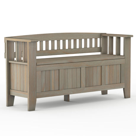 Acadian - Entryway Storage Bench, Handcrafted Dark Gray 48"W x 17"D x 25.2"H by Simpli-Home | Bel Furniture