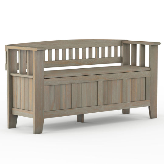 Acadian - Entryway Storage Bench, Handcrafted Dark Gray 48"W x 17"D x 25.2"H by Simpli-Home | Bel Furniture