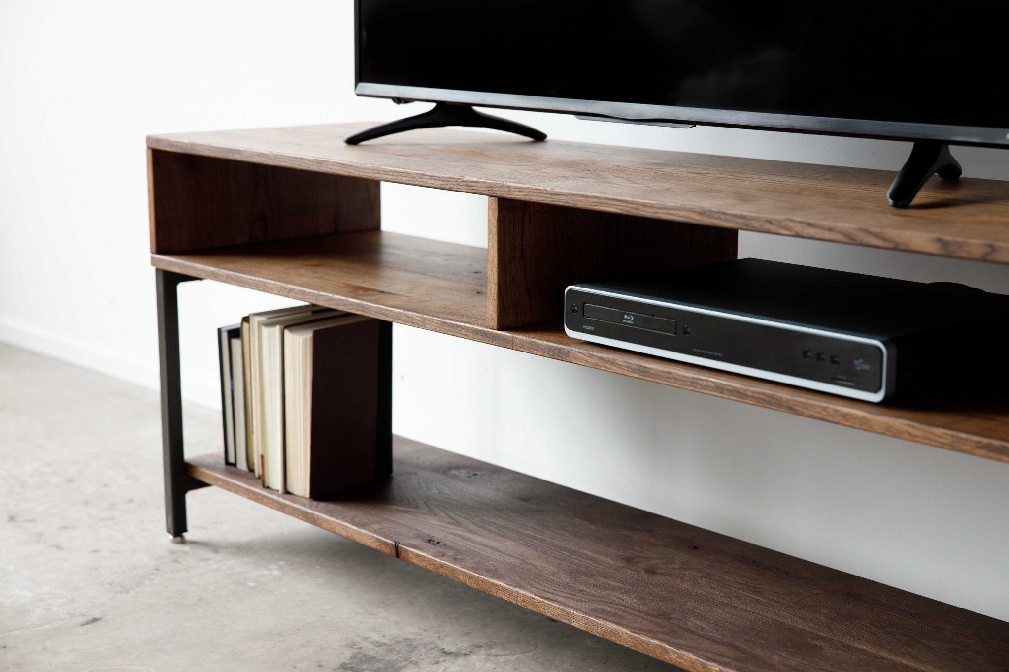 Wood Open Shelving TV Stand - Brown