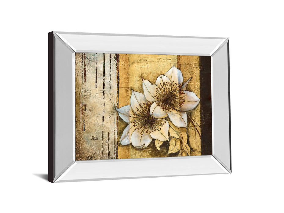 Exotic On Gold I By Patty Q - Mirror Framed Print Wall Art - Yellow - Gold