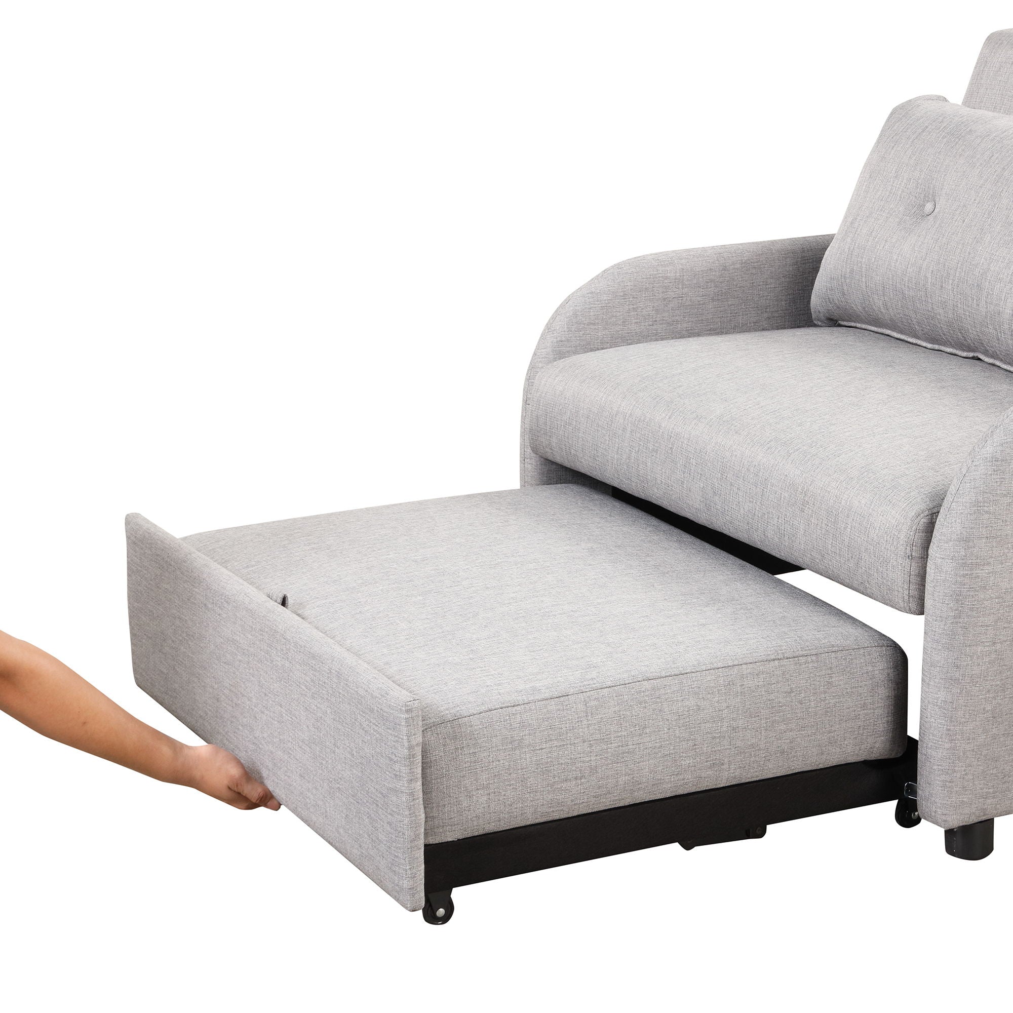 Pull Out Sofa Sleeper 3 In 1 With 2 Wing Table And USB Charge For Nap Line Fabric For Living Room Recreation Room