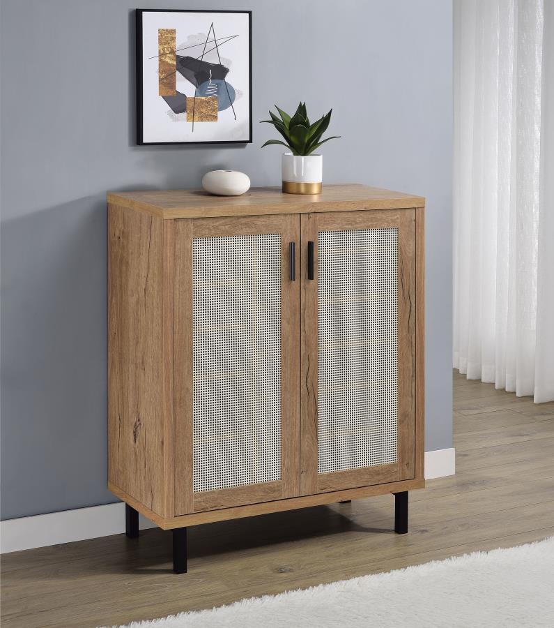 Teller - 2-Door Shoe Storage Cabinet - Natural Oak by Coaster Fine Furniture | Bel Furniture