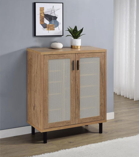 Teller - 2-Door Shoe Storage Cabinet - Natural Oak by Coaster Fine Furniture | Bel Furniture