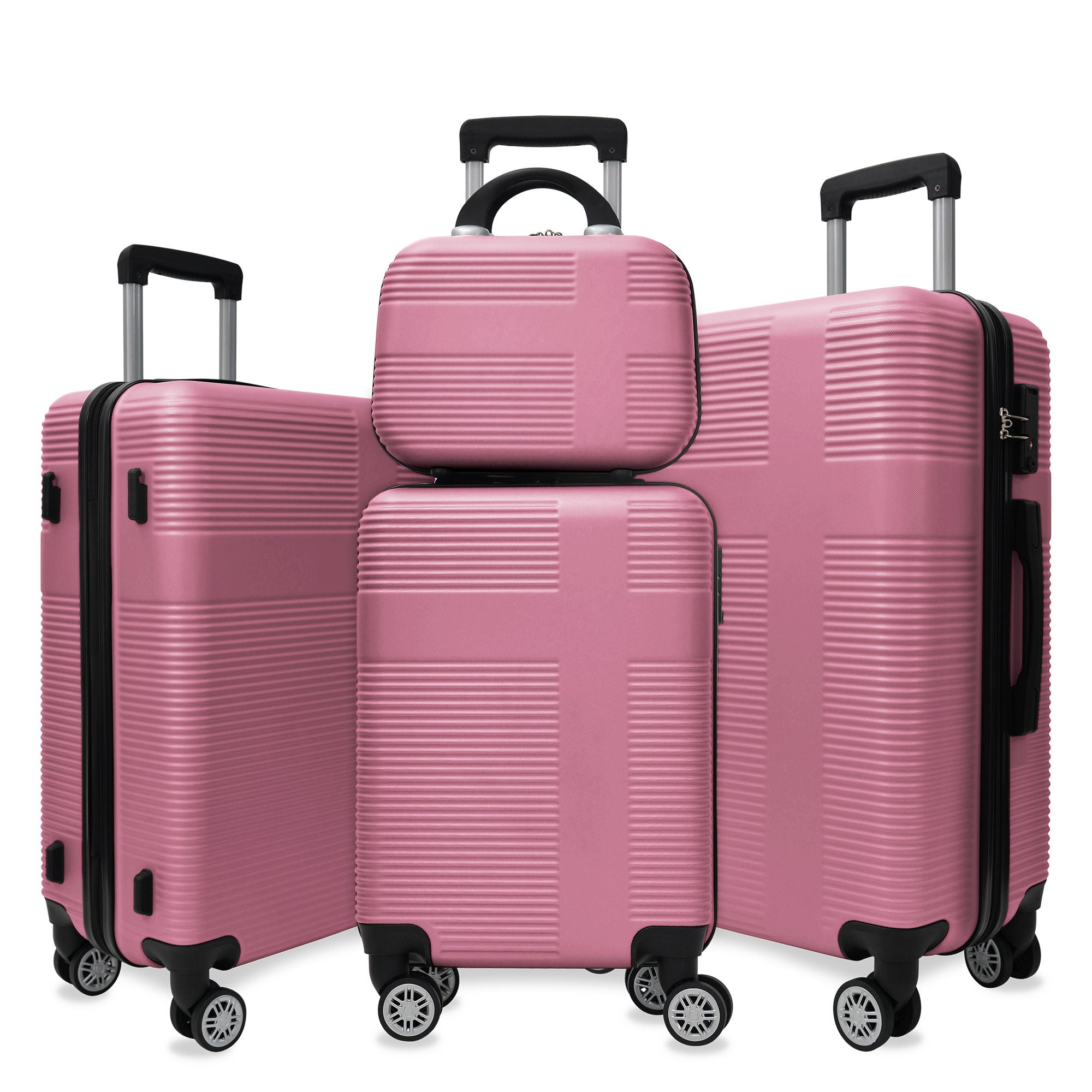 Luggage 4 Piece Set With Spinner Wheels, Hardshell Lightweight Suitcase With Tsa Lock, Checked Luggage