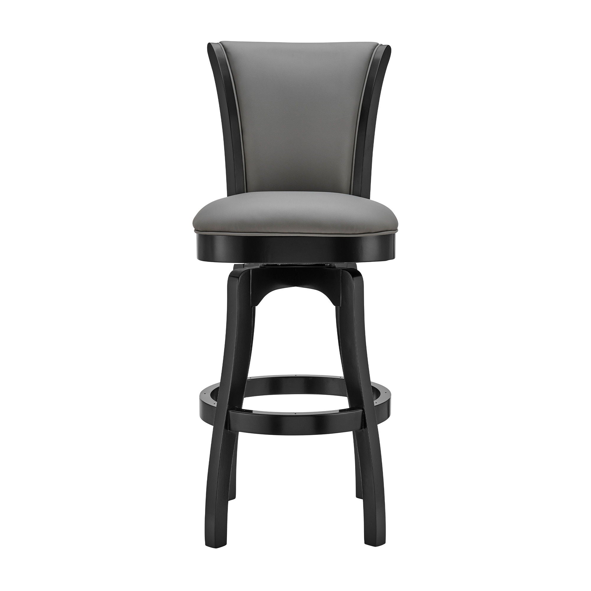 45" Faux Leather Swivel Bar / Height Bar Chair - Gray / Black