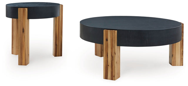 Breenmore - Black / Natural - Occasional Table Set (Set of 2) by Signature Design by Ashley® | Bel Furniture