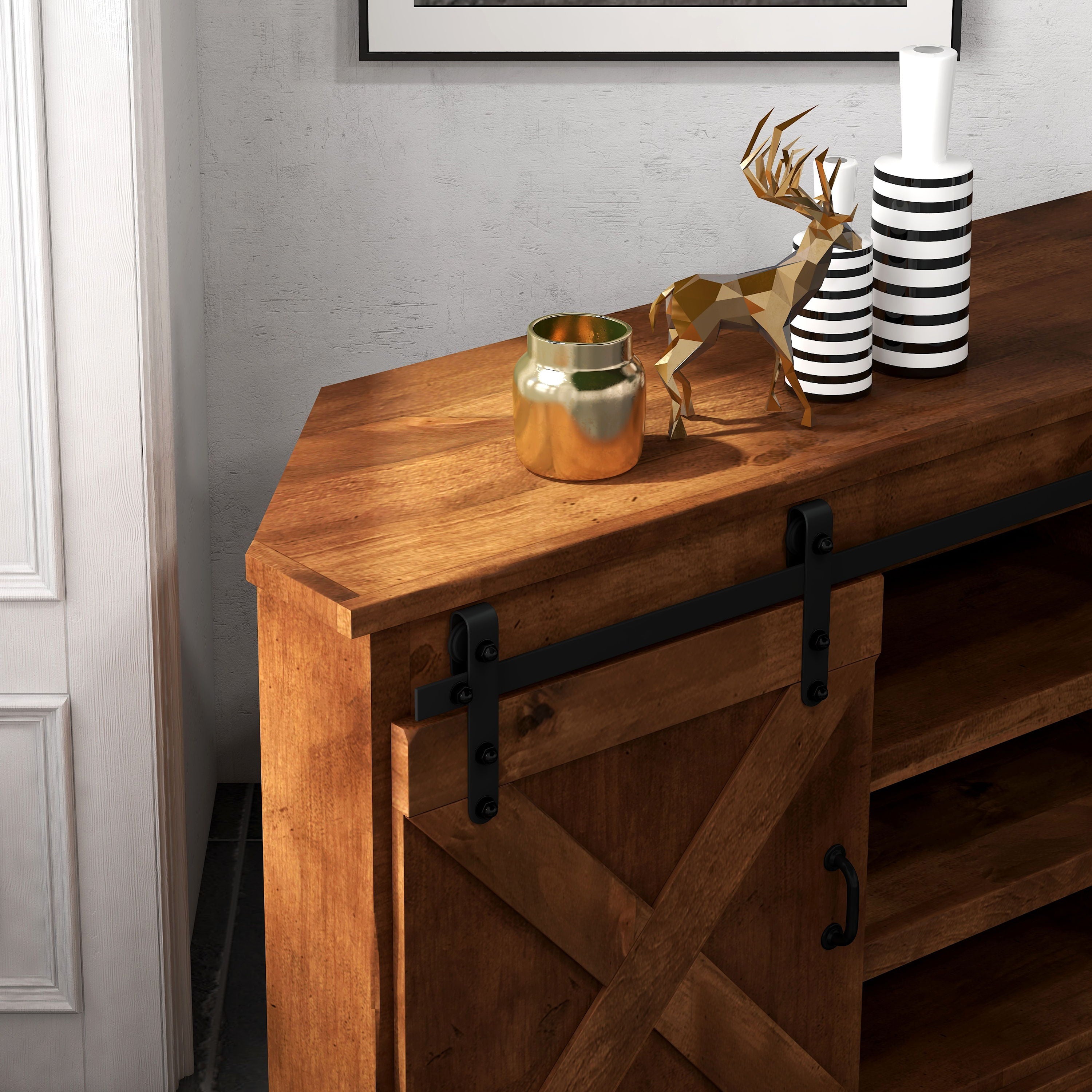 Farmhouse - Corner TV Stand - Aged Whiskey