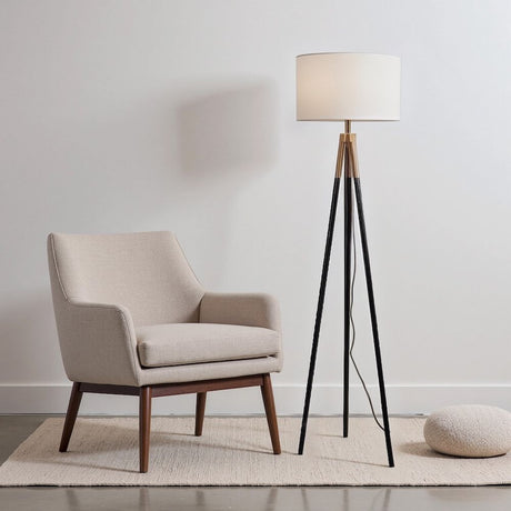 Sway - Floor Lamp With On / Off Switch Triple Legs Shade - Black / Gold / White - view 4