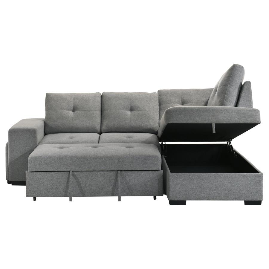 Roanne - Fabric Upholstered Sleeper Sectional Sofa - Gray