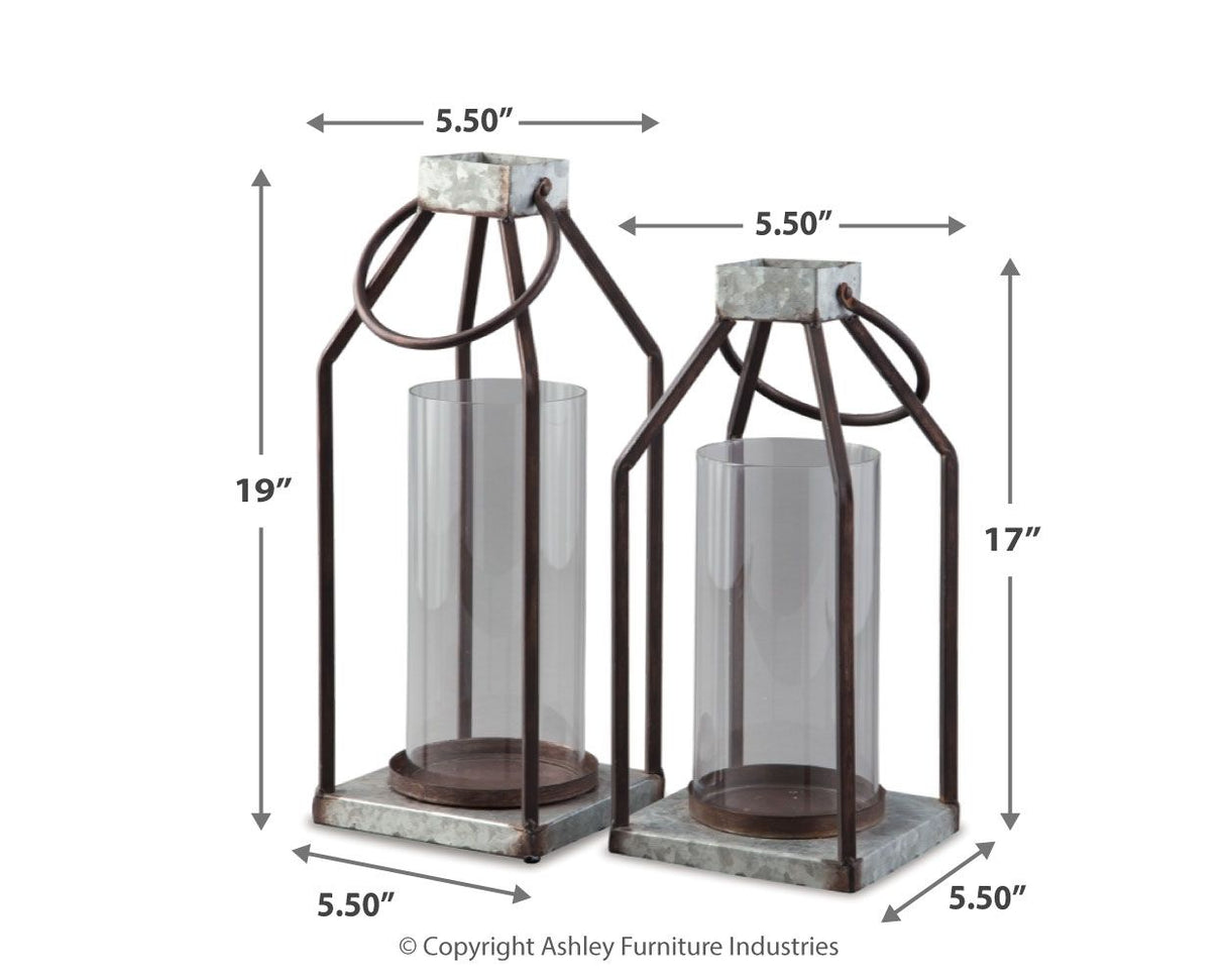 Diedrick - Gray / Black - Lantern Set (Set of 2) by Signature Design by Ashley® | Bel Furniture