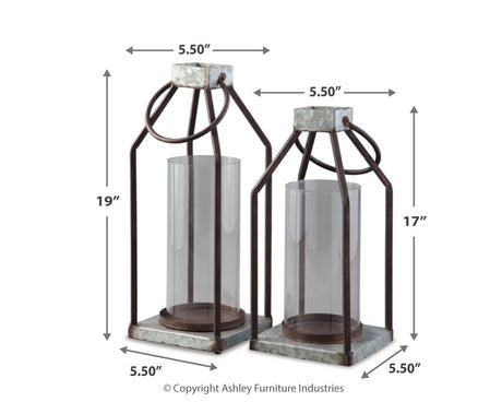 Diedrick - Gray / Black - Lantern Set (Set of 2) by Signature Design by Ashley® | Bel Furniture