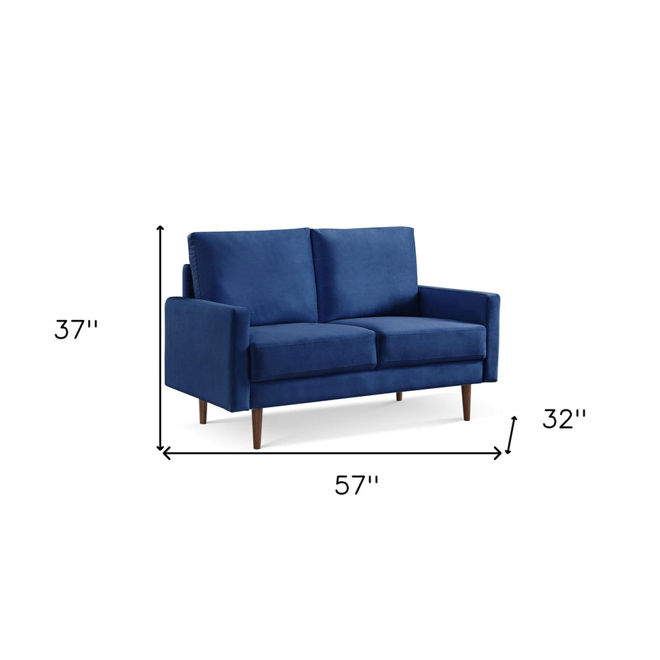 Velvet Loveseat - Blue / Dark Brown