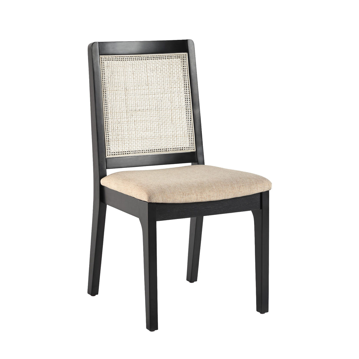 Modern Solid Wood Dining Chair With Rattan Inset Back (Set of 2) Beige by Walker Edison | Bel Furniture