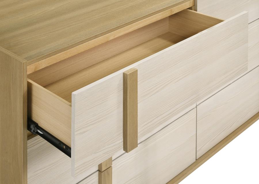 Hyland 6-drawer Dresser with Mirror Natural