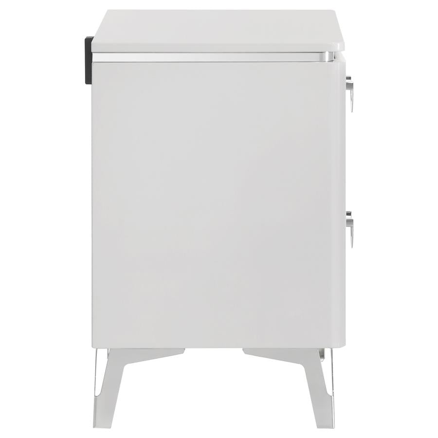 Cassia - 2-Drawer Nightstand Bedside Table - White High Gloss