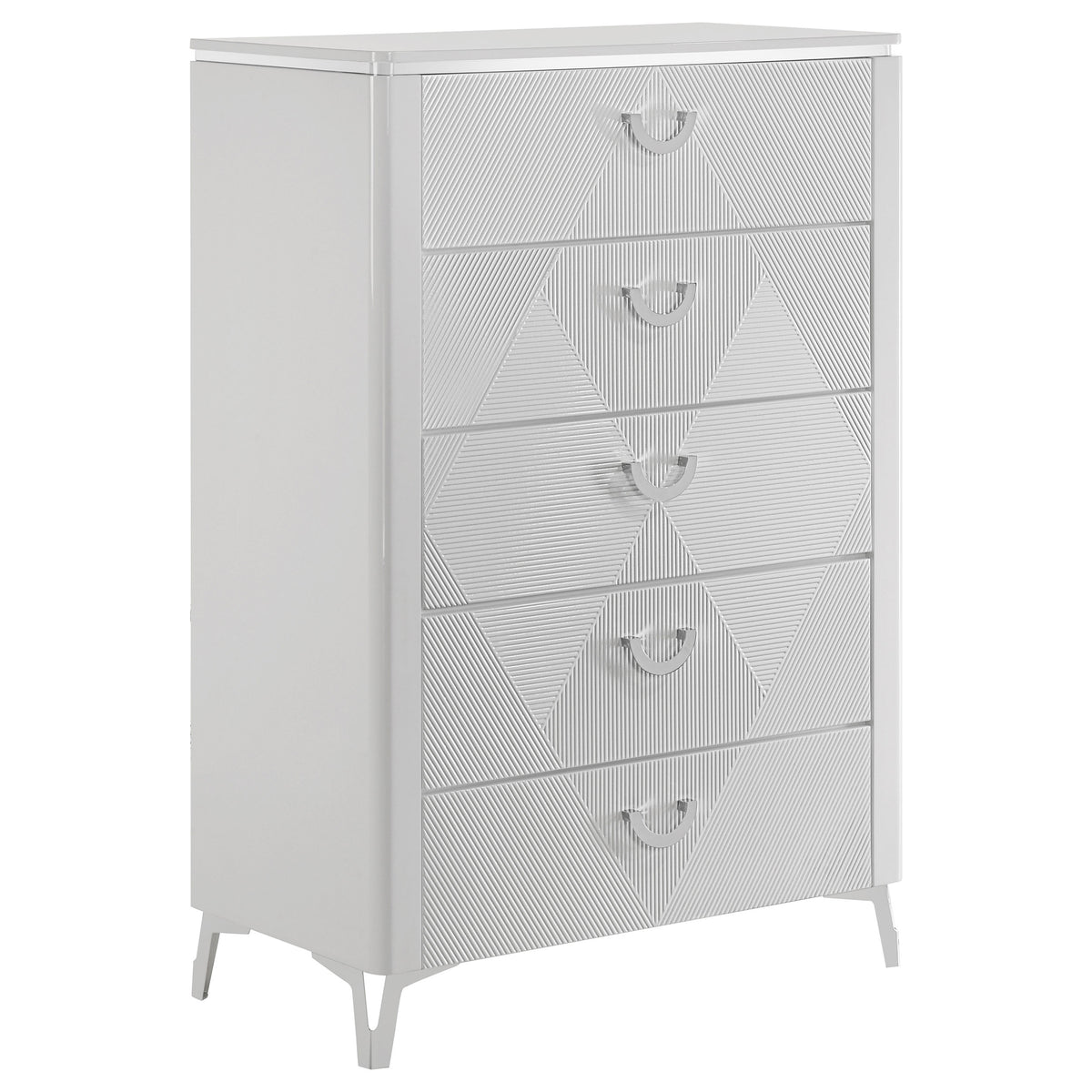 Cassia - 5-Drawer Bedroom Chest Of Drawers - White High Gloss