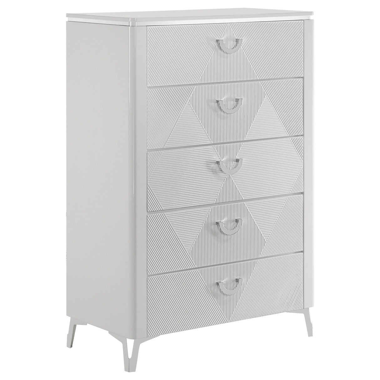 Cassia - 5-Drawer Bedroom Chest Of Drawers - White High Gloss