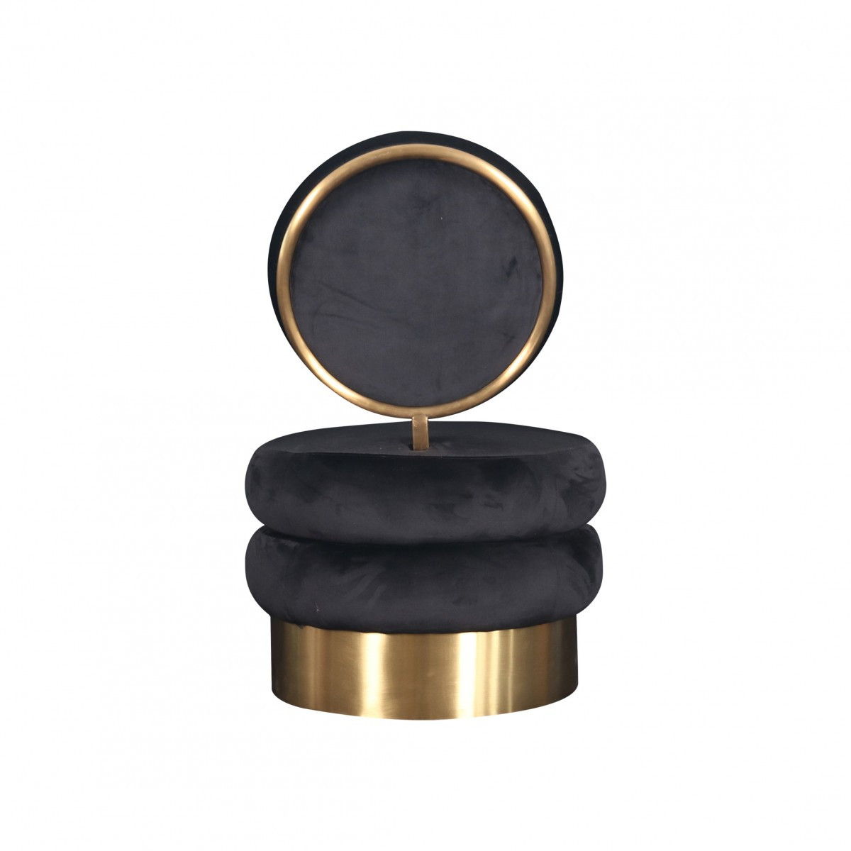 Velvet And Gold Contemporary Barrel Chair - Black