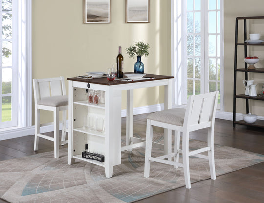 Graham - 3 Piece Small Space Counter Height Dining Table With Shelves And 2 Chairs (Set of 3) by Lilola Home | Bel Furniture