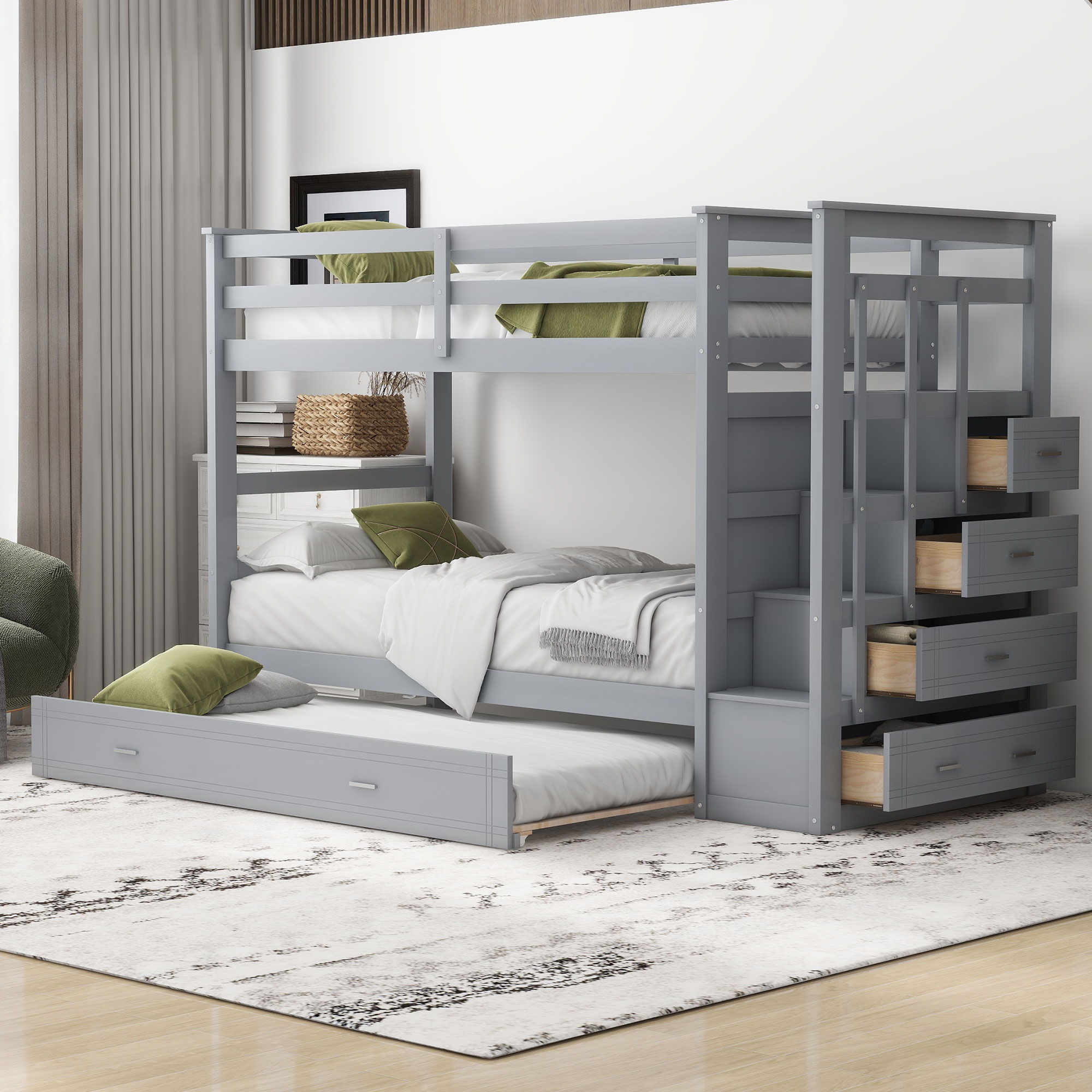 Bunk Bed With Trundle And Staircase