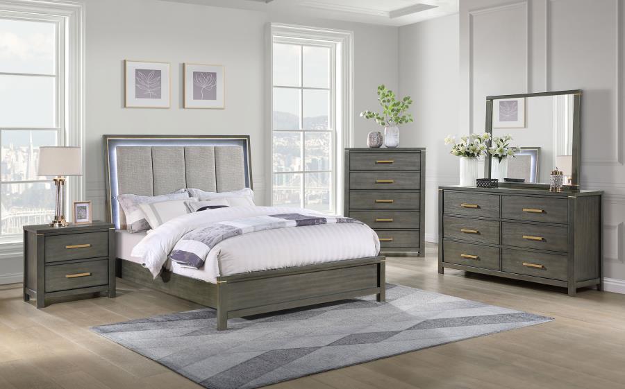 Kieran - 6-Drawer Dresser With Mirror - Gray