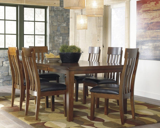 Ralene - Dining Room Set Light Brown 7 Pc. - Rectangular Dining Room Butterfly Extension Table, 6 Upholstered Side Chairs by Signature Design by Ashley® | Bel Furniture