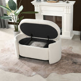 Fuji - Oval Storage Bench, Upholstered - Ivory White by Jennifer Taylor Home | Bel Furniture
