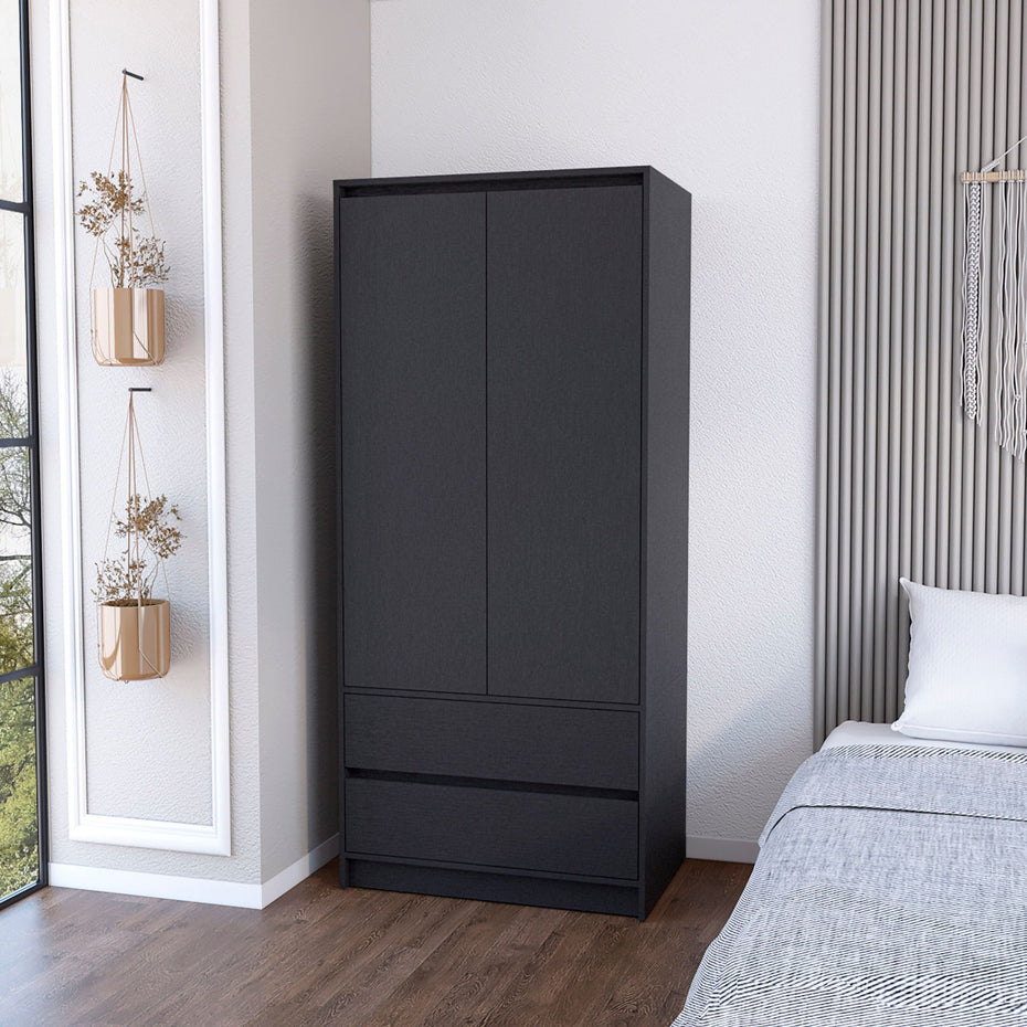 Two Drawer, Combo Dresser - Black