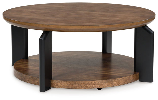 Kraeburn - Brown / Black - Round Cocktail Table by Signature Design by Ashley® | Bel Furniture