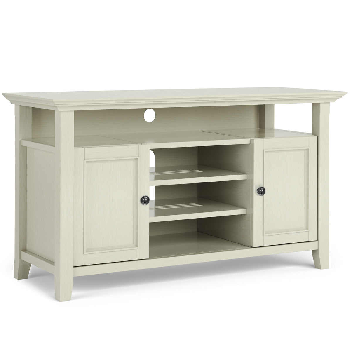 Amherst - TV Media Stand, Handcrafted White by Simpli-Home | Bel Furniture