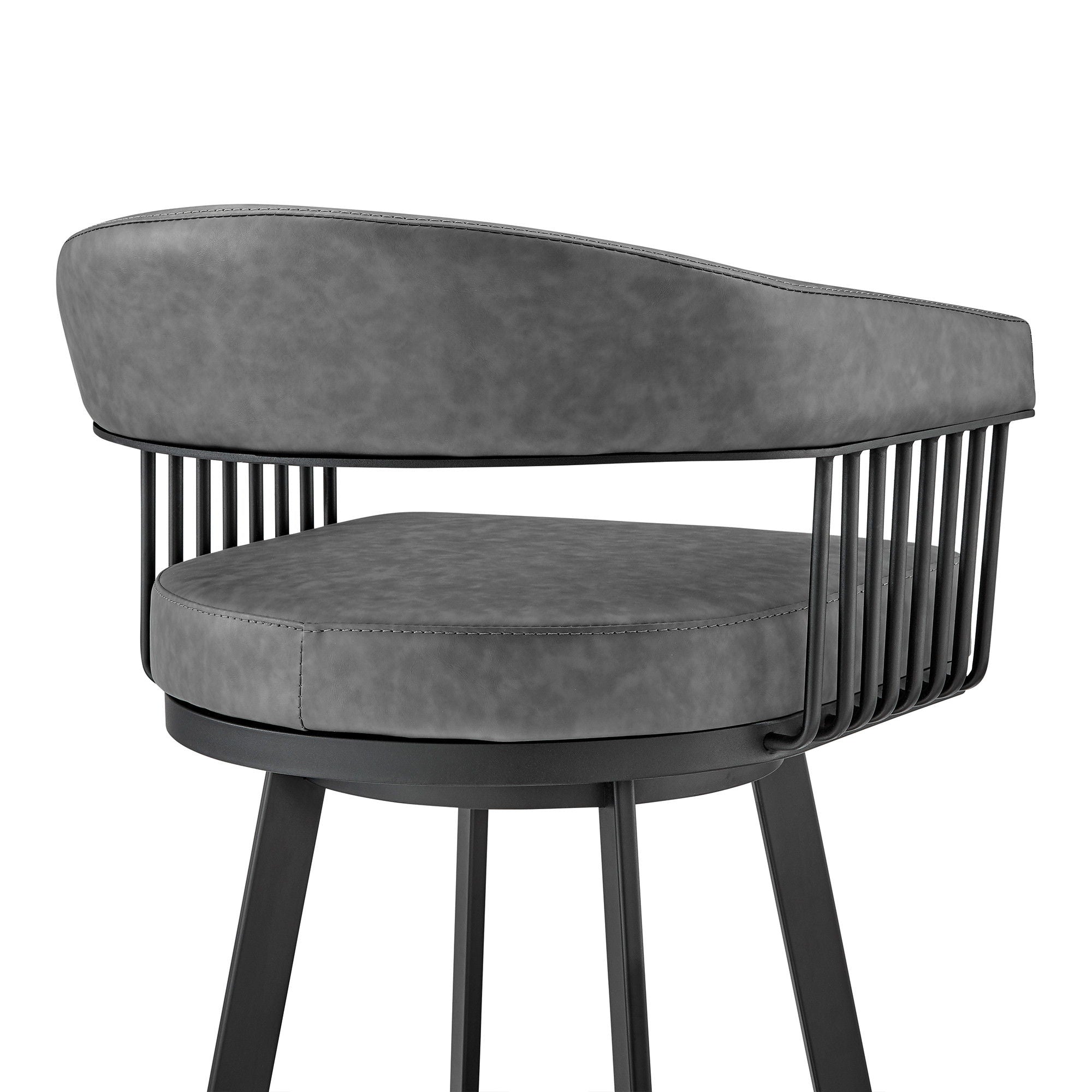 Swivel Low Back, Counter Height Bar Chair - Gray / Black